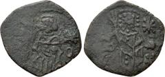 Byzantine Coins EMPIRE OF TREBIZOND. Michael (1344-1349). Trachy. Obv: Facing bust of St. Eugenius, holding long cross. Rev: Facing bust of Michael, holding trilobate sceptre and shield. Sear 2626; Re