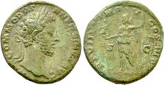 Roman Imperial Coins COMMODUS (177-192). As. Rome. Obv: COMMODVS ANTONINVS AVG. Laureate head right. Rev: TR P VIII IMP V COS IIII P P / S - C. Roma standing left, holding Victory and spear. RIC 360. 