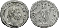 Roman Imperial Coins MACRINUS (217-218). Denarius. Rome. Obv: IMP C M OPEL SEV MACRINVS AVG. Laureate and cuirassed bust right. Rev: IOVI CONSERVATORI. Jupiter standing left, holding thunderbolt and s