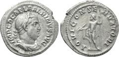 Roman Imperial Coins BALBINUS (238). Denarius. Rome. Obv: IMP C D CAE L BALBINVS AVG. Laureate, draped and cuirassed bust right. Rev: IOVI CONSERVATORI. Jupiter standing left, holding sceptre and thun