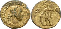 Roman Imperial Coins TRAJANUS DECIUS (249-251). Gilded Semis. Rome. Obv: IMP C M Q TRAIANVS DECIVS AVG. Laureate, draped and cuirassed bust right. Rev: S - C. Mars standing left, holding spear and res