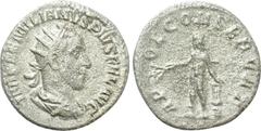 Roman Imperial Coins AEMILIAN (253). Antoninianus. Rome. Obv: IMP AEMILIANVS PIVS FEL AVG. Radiate, draped and cuirassed bust right. Rev: APOL CONSERVAT. Apollo standing left, holding branch and resti