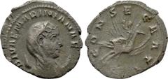 Roman Imperial Coins DIVA MARINIANA (Died before 253). Antoninianus. Rome. Struck under Valerian I. Obv: DIVAE MARINIANAE. Veiled and draped bust right, set upon crescent. Rev: CONSECRATIO. Mariniana,