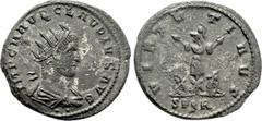 Roman Imperial Coins CLAUDIUS II GOTHICUS (268-270). Antoninianus. Smyrna. Obv: IMP C M AVR CLAVDIVS AVG. Radiate, draped and cuirassed bust right. Rev: VIRTVTI AVG / SPQR. Trophy flanked by two bound