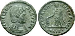 Roman Imperial Coins HELENA (Augusta, 324-328/30). Follis. Siscia. Obv: FL HELENA AVGVSTA. Diademed and mantled bust right. Rev: SECVRITAS REIPVBLICE. Securitas standing left, holding branch; •ЄSIS•. 