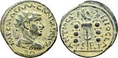 Roman Provincial Coins PISIDIA. Antioch. Aemilian (253). Ae. Obv: IMP C M AEM AEMILLIANO AVG. Radiate, draped and cuirassed bust right. Rev: ANTIOCHIO CLA / S - R. Vexillum surmounted by eagle; signum