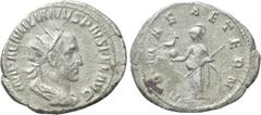 Roman Imperial Coins AEMILIAN (253). Antoninianus. Rome. Obv: IMP AEMILIANVS PIVS FEL AVG. Radiate, draped and cuirassed bust right. Rev: ROMAE AETERN. Roma standing left, holding sceptre and phoenix 