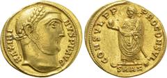 Roman Imperial Coins MAXIMINUS DAIA (310-313). Aureus. Antioch. Obv: MAXIMINVS P F AVG. Laureate head right. Rev: CONSVL P P PROCONSVL / (crescent) SMAZ (star). Maximinus standing left, holding sceptr