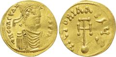 Byzantine Coins CONSTANTINE IV POGONATUS (668-685). GOLD Semissis. Constantinople. Obv: δ N CONSTANTINЧS P AV. Diademed, draped and cuirassed bust right. Rev: VICTORIA AVςЧS. Cross potent set upon glo