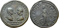 Roman Provincial Coins MOESIA INFERIOR. Tomis. Gordian III with Tranquillina (238-244). Ae Tetrassarion. Obv: AVT K M ANT ΓOPΔIANOC AVΓ CЄ / TPANKVΛΛЄINA. Draped busts of Gordian, laureate and cuirass