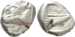 Greek Coins LYCIA. Phaselis. Stater (Circa 500-440 BC). Obv: Prow of galley left in the form of forepart of boar. Rev: ΦΑΣ. Stern of galley right within incuse square. Heipp-Tamer Series 4; SNG von Au