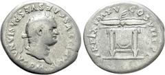 Roman Imperial Coins TITUS (79-81). Denarius. Rome. Obv: IMP TITVS CAES VESPASIAN AVG P M. Laureate head right. Rev: TR P IX IMP XV COS VIII P P. Pulvinar (throne) of Jupiter and Juno: square seat, dr