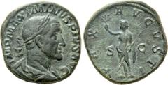 Roman Imperial Coins MAXIMINUS THRAX (235-238). Sestertius. Rome. Obv: IMP MAXIMINVS PIVS AVG. Laureate, draped and cuirassed bust right. Rev: PAX AVGVSTI / S - C. Pax standing left, holding branch an