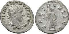 Roman Imperial Coins HOSTILIAN (Caesar, 250-251). Antoninianus. Rome. Obv: C VAL HOS MES QVINTVS N C. Radiate and draped bust right. Rev: SPES PVBLICA. Spes advancing left, holding flower and raising 