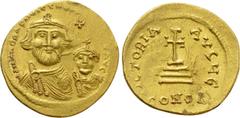 Byzantine Coins HERACLIUS with HERACLIUS CONSTANTINE (610-641). GOLD Solidus. Constantinople. Obv: δδ NN ҺЄRACLIЧS ЄT ҺЄRA CONST P P AV. Crowned and draped facing busts of Heraclius and Heraclius Cons