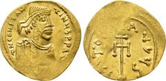Byzantine Coins CONSTANTINE IV POGONATUS (668-685). GOLD Semissis. Constantinople. Obv: δ N CONSTANTINЧS P AV. Diademed, draped and cuirassed bust right. Rev: VICTORIA AVςЧS. Cross potent set upon glo