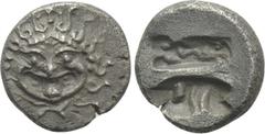 The Plankenhorn Collection of Ionian Coins IONIA. Ephesos. 1/12 Stater (Mid 6th Century BC). Obv: Gorgoneion; bee in hair. Rev: Two patterned irregular incuses. SNG von Aulock - ; SNG Copenhagen - ; B