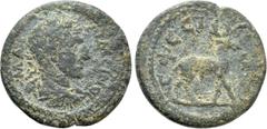 The Plankenhorn Collection of Ionian Coins IONIA. Ephesos. Maximinus Thrax (235-238). Ae. Obv: MAΞIMЄINOC. Laureate, draped and cuirassed bust right. Rev: EΦECIΩN. Stag standing right. Karwiese 827; S