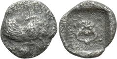 The Plankenhorn Collection of Ionian Coins IONIA. Klazomenai. Obol (Circa 5th century BC). Obv: Forepart of winged boar right. Rev: Facing gorgoneion, tongue protruding, within incuse square. SNG Cope