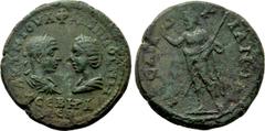 Roman Provincial Coins THRACE. Mesambria. Philip I 'the Arab', with Otacilia Severa (244-249). Ae. Obv: ΑΥΤ Μ ΙΟΥΛ ΦΙΛΙΠΠΟⳞ Μ WΤ ϹƐΒΗΡΑ ϹƐΒ. Laureate, draped and cuirassed bust of Philip and draped bu