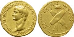 Roman Imperial Coins NERO CLAUDIUS DRUSUS (Died 9 BC). GOLD Aureus. Lugdunum. Struck under Claudius. Obv: NERO CLAVDIVS DRVSVS GERMANICVS IMP. Laureate head left. Rev: DE GERMANIS. Two oblong shields,