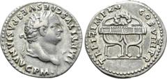 Roman Imperial Coins TITUS (79-81). Denarius. Rome. Obv: IMP TITVS CAES VESPASIAN AVG P M. Laureate head right. Rev: TR P IX IMP XV COS VIII P P. Curule chair surmounted by wreath. RIC² 108. Condition