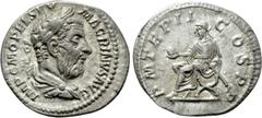 Roman Imperial Coins MACRINUS (217-218). Denarius. Rome. Obv: IMP C M OPEL SEV MACRINVS AVG. Laureate and draped bust right. Rev: P M TR P II COS P P. Macrinus seated left on curule chair, holding glo