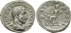 Roman Imperial Coins MAXIMINUS THRAX (235-238). Denarius. Rome. Obv: IMP MAXIMINVS PIVS AVG. Laureate, draped and cuirassed bust right. Rev: SALVS AVGVSTI. Salus seated left on throne, feeding serpent