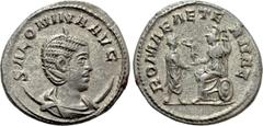 Roman Imperial Coins SALONINA (Augusta, 254-268). Antoninianus. Antioch. Obv: SALONINA AVG. Diademed and draped bust left, set on crescent. Rev: ROMAE AETERNAE. Roma seated left on shield, holding sce