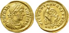 Roman Imperial Coins GRATIAN (367-383). GOLD 1 1/2 Scripulum. Antioch. Obv: DN GRATIANVS AVG. Pearl-diademed, draped and cuirassed bust right. Rev: VICTORIA AVGVSTORVM / ANT•. Victory seated right on 