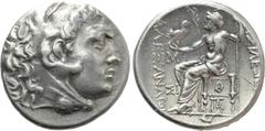 Greek Coins KINGS OF MACEDON. Alexander III 'the Great' (336-323 BC). Tetradrachm. Sinope. Obv: Head of Herakles right, wearing lion skin. Rev: ΒΑΣΙΛΕΩΣ / AΛΕΞΑΝΔΡΟΥ. Zeus seated left on throne, holdi