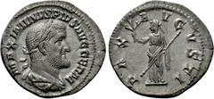 Roman Imperial Coins MAXIMINUS THRAX (235-238). Denarius. Rome. Obv: MAXIMINVS PIVS AVG GERM. Laureate, draped and cuirassed bust right. Rev: PAX AVGVSTI. Pax standing left, holding branch and sceptre