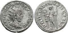 Roman Imperial Coins HOSTILIAN (Caesar, 250-251). Antoninianus. Rome. Obv: C VALENS HOSTIL MES QVINTVS N C. Radiate and draped bust right. Rev: PRINCIPI IVVENTVTIS. Emperor standing facing, head left,