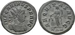 Roman Imperial Coins CARINUS (283-285). Antoninianus. Rome. Obv: IMP CARINVS P F AVG. Radiate and cuirassed bust right. Rev: AEQVITAS AVGG / KAZ. Aequitas standing left, holding scales and cornucopia.