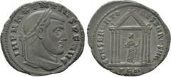 Roman Imperial Coins MAXENTIUS (307-312). Follis. Carthage. Obv: IMP MAXENTIVS P F AVG. Laureate head right. Rev: CONSERVATO RES KART SVAE / PKB. Carthage standing left, holding up branches of fruit w