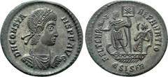 Roman Imperial Coins CONSTANS (337-350). Ae. Siscia. Obv: D N CONSTANS P F AVG. Laureate and rosette diademed, draped and cuirassed bust right. Rev: FEL TEMP REPARATIO / ЄSISFR. Constans standing left
