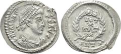 Roman Imperial Coins VALENS (364-378). Siliqua. Antioch. Obv: D N VALENS P F AVG. Diademed, draped and cuirassed bust right. Rev: VOT / X / MVLT / XX in four lines within wreath; •ANT✷. RIC 34b.4. Con