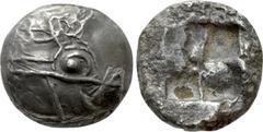 Greek Coins LYCIA. Phaselis. Stater (Circa 550 BC). Obv: Prow of galley right, terminating in forepart of boar. Rev: Rough incuse square. Heipp-Tamer Series 1, Emission 1, 1 (V1/R1); SNG von Aulock 43