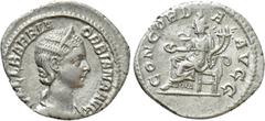 Roman Imperial Coins ORBIANA (Augusta, 225-227). Denarius. Rome. Obv: SALL BARBIA ORBIANA AVG. Draped bust right, wearing stephane. Rev: CONCORDIA AVGG. Concordia seated left on throne, holding patera