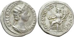Roman Imperial Coins ORBIANA (Augusta, 225-227). Denarius. Rome. Obv: SALL BARBIA ORBIANA AVG. Draped bust right, wearing stephane. Rev: CONCORDIA AVGG. Concordia seated left on throne, holding patera