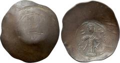 Byzantine Coins THEODORE MANCAPHAS (Usurper in Philadelphia, 1188-1189 & 1204-1205). Trachy. Obv: Christ Pantokrator standing facing on daïs. Rev: Theodore standing facing, holding sceptre surmounted 