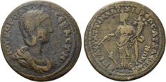 Roman Provincial Coins LYDIA. Saitta. Julia Paula (Augusta, 219-220). Ae. Aurelius Attinas, magistrate. Obv: ΙΟΥ ΚΟΡ ΠΑΥΛΑ ϹƐΒΑϹΤΗ. Diademed, draped bust right. Rev: ƐΠΙ ΑΥΡ ΑΤΤΙΝΑ ΑΡΧΙƐΡƐΩϹ ΑΡΧ Α ΤΟ 