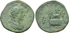 Roman Imperial Coins COMMODUS (Caesar, 166-177). Sestertius. Rome. Obv: IMP CAES L AVREL COMMODVS GERM SARM. Laureate, draped and cuirassed bust right. Rev: TR P COS II / LIBERALITAS AVG / SC. Marcus 