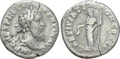 Roman Imperial Coins PERTINAX (193). Denarius. Rome. Obv: IMP CAES P HELV PERTIN AVG. Laureate head right. Rev: LAETITIA TEMPOR COS II. Laetitia standing left, holding wreath and sceptre. RIC 4a. Cond