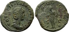 Roman Imperial Coins SALONINA (Augusta, 254-268). As. Rome. Obv: CORNELIA SALONINA AVG. Diademed and draped bust right. Rev: IVNO REGINA / S - C. Juno standing facing, head left, with patera and scept