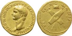 Roman Imperial Coins NERO CLAUDIUS DRUSUS (Died 9 BC). GOLD Aureus. Lugdunum. Struck under Claudius. Obv: NERO CLAVDIVS DRVSVS GERMANICVS IMP. Laureate head left. Rev: DE GERMANIS. Two oblong shields,