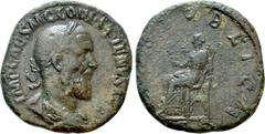 Roman Imperial Coins PUPIENUS (238). Sestertius. Rome. Obv: IMP CAES M CLOD PVPIENVS AVG. Laureate, draped and cuirassed bust right. Rev: PAX PVBLICA / S C. Pax seated left on throne, holding branch a