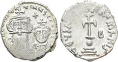 Byzantine Coins CONSTANS II with CONSTANTINE IV (641-668). Hexagram. Constantinople. Obv: δ N CONSTANTINЧS C CONSTAN. Crowned and draped facing busts of Constans and Constantine; cross above. Rev: δЄЧ