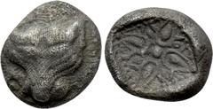 The Plankenhorn Collection of Ionian Coins IONIA. Miletos. 1/16 Stater (Late 6th-early 5th centuries BC). Obv: Facing head of lion or panther. Rev: Stellate design, pelleted border around; all within 