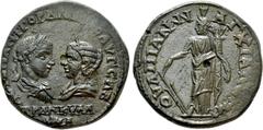 Roman Provincial Coins THRACE. Anchialus. Gordian III with Tranquillina (238-244). Ae. Obv: AVT K M ANT ΓOPΔIANOC AVΓ CAB / TPANKVΛΛINA. Draped busts of Gordian, laureate and cuirassed, and Tranquilli